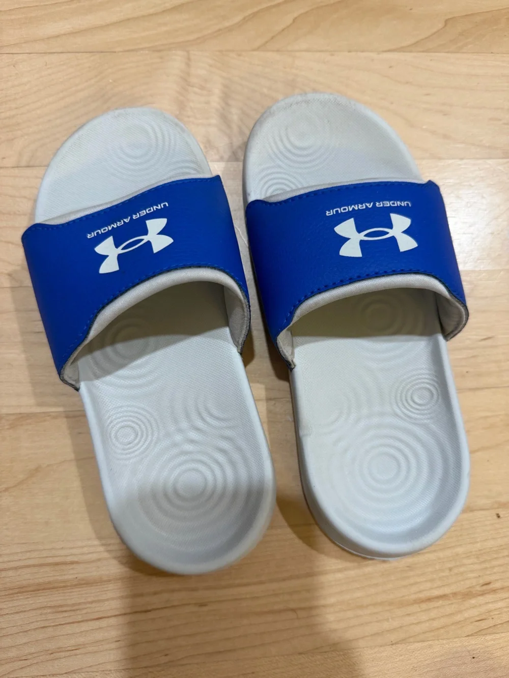 Under Armour Kids Royal Blue and White Slide Sandals